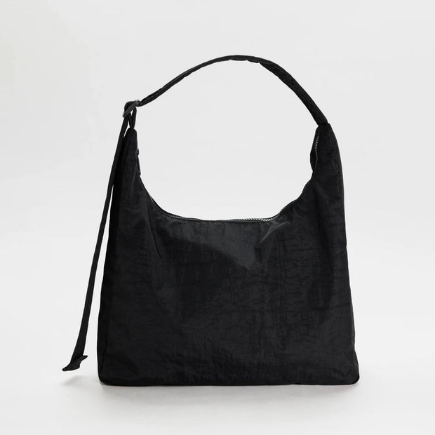 Large Recycled Nylon Shoulder Bag - Black
