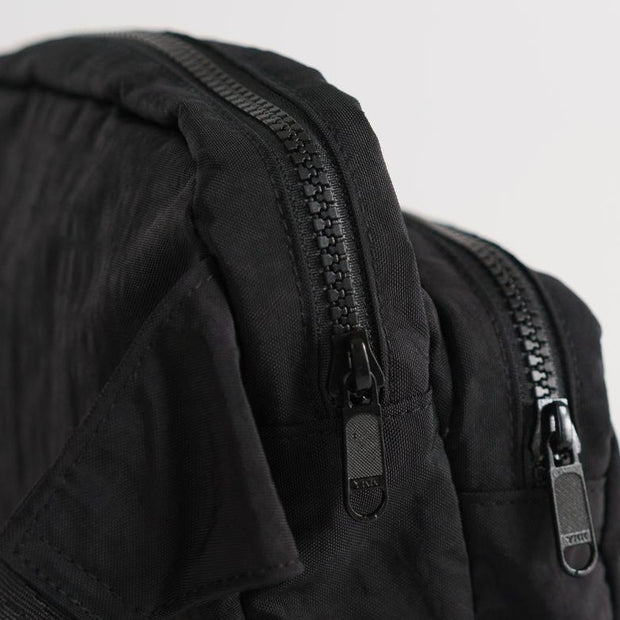 close up of a Baggu Medium Recycled Nylon Crescent Bag - Black