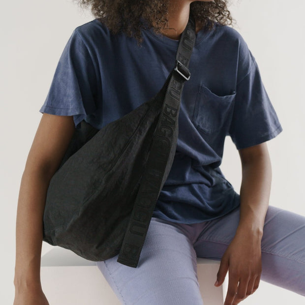 Large Recycled Nylon Crescent Bag - Black