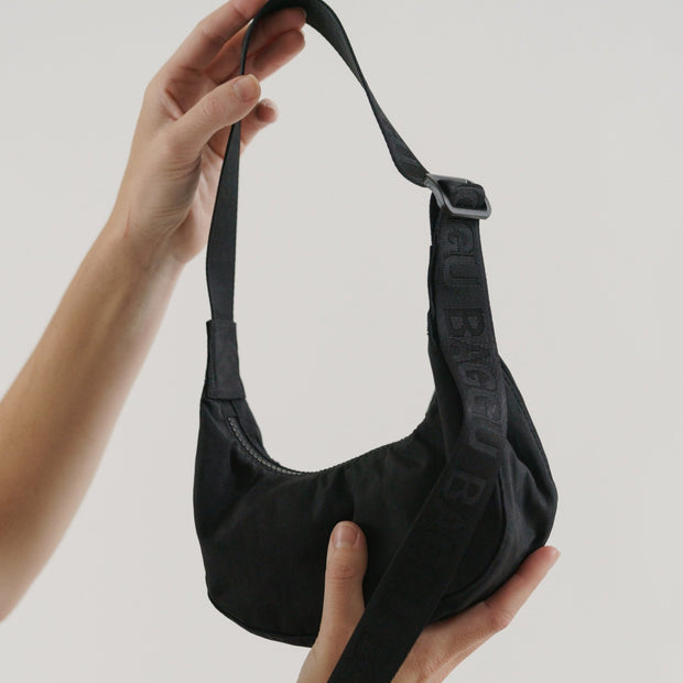 Baggu Mini Recycled Nylon Crescent Bag - Black