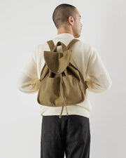 Drawstring Canvas Backpack - Dark Khaki