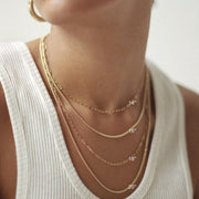 model wears different lengths Laura Lombardi Essential Oval Chain