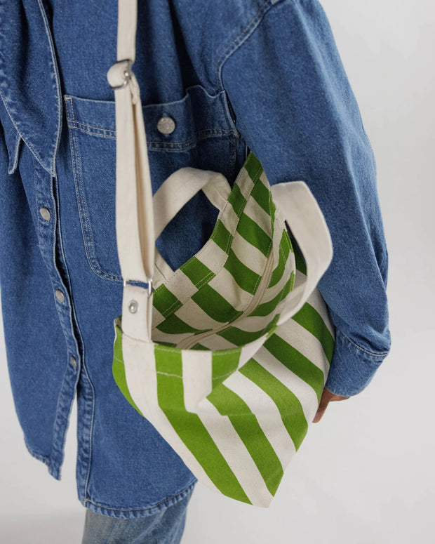 Horizontal Zip Duck Bag  - Green Awning Stripe